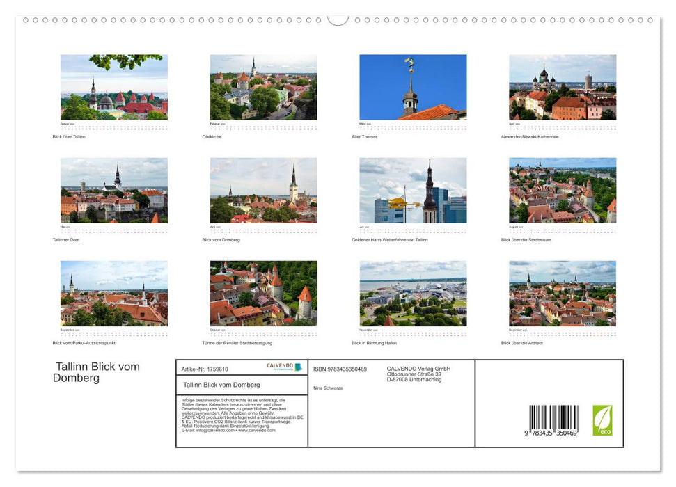 Tallinn Blick vom Domberg (CALVENDO Premium Wandkalender 2025)