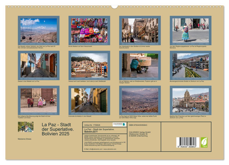 La Paz - Stadt der Superlative. Bolivien 2025 (CALVENDO Premium Wandkalender 2025)