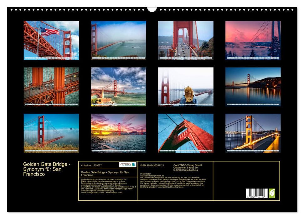 Golden Gate Bridge - Synonym für San Francisco (CALVENDO Wandkalender 2025)