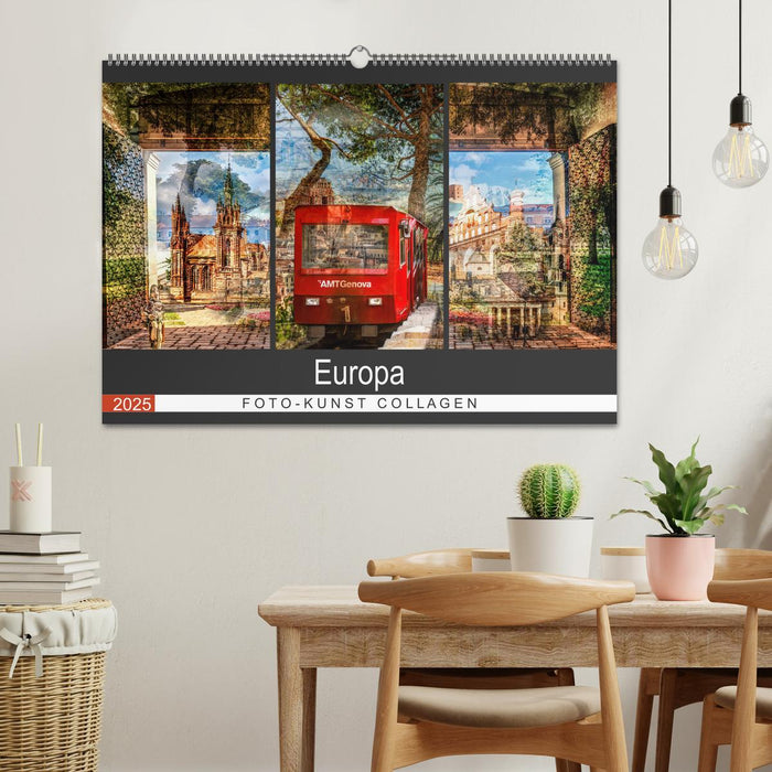 Europa Foto-Kunst Collagen (CALVENDO Wandkalender 2025)