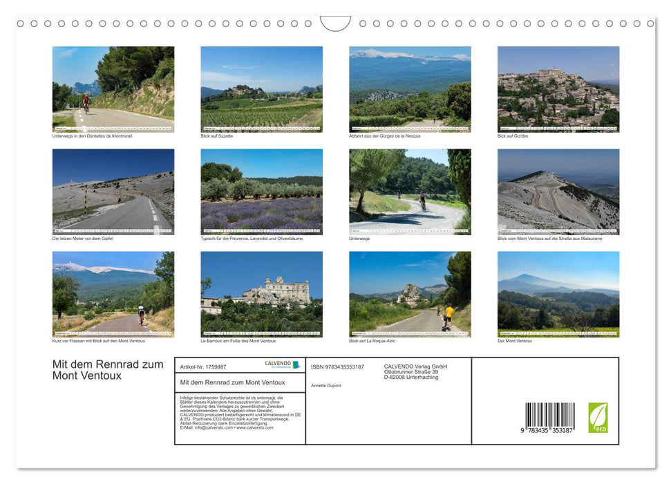 Mit dem Rennrad zum Mont Ventoux (CALVENDO Wandkalender 2025)