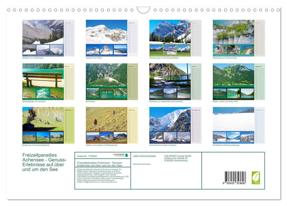 Freizeitparadies Achensee - Genuss-Erlebnisse auf,über und um den See (CALVENDO Wandkalender 2025)