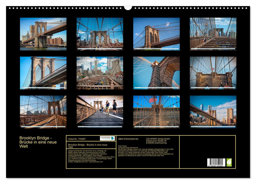 Brooklyn Bridge - Brücke in eine neue Welt (CALVENDO Wandkalender 2025)