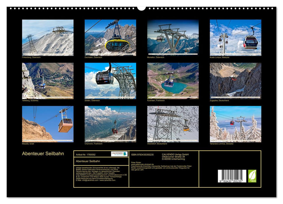 Abenteuer Seilbahn (CALVENDO Premium Wandkalender 2025)