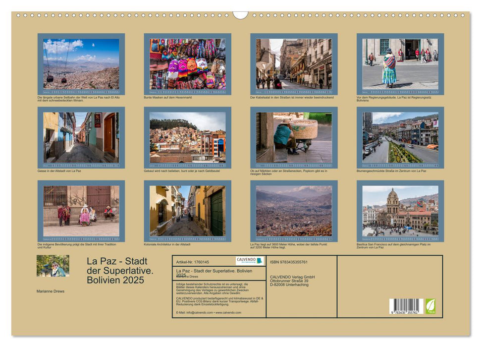 La Paz - Stadt der Superlative. Bolivien 2025 (CALVENDO Wandkalender 2025)