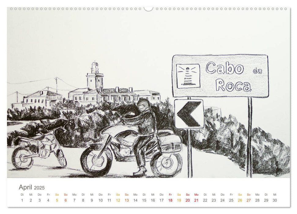 Passion Motorradfahren - Skizzen von der Freiheit auf dem Motorrad (CALVENDO Premium Wandkalender 2025)