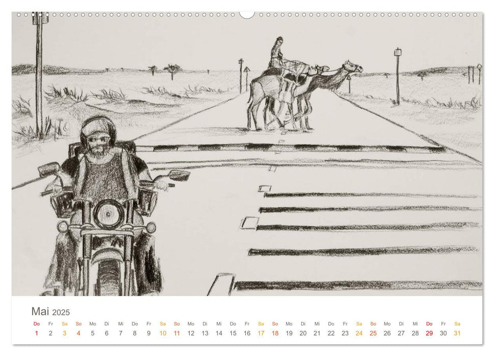 Passion Motorradfahren - Skizzen von der Freiheit auf dem Motorrad (CALVENDO Premium Wandkalender 2025)