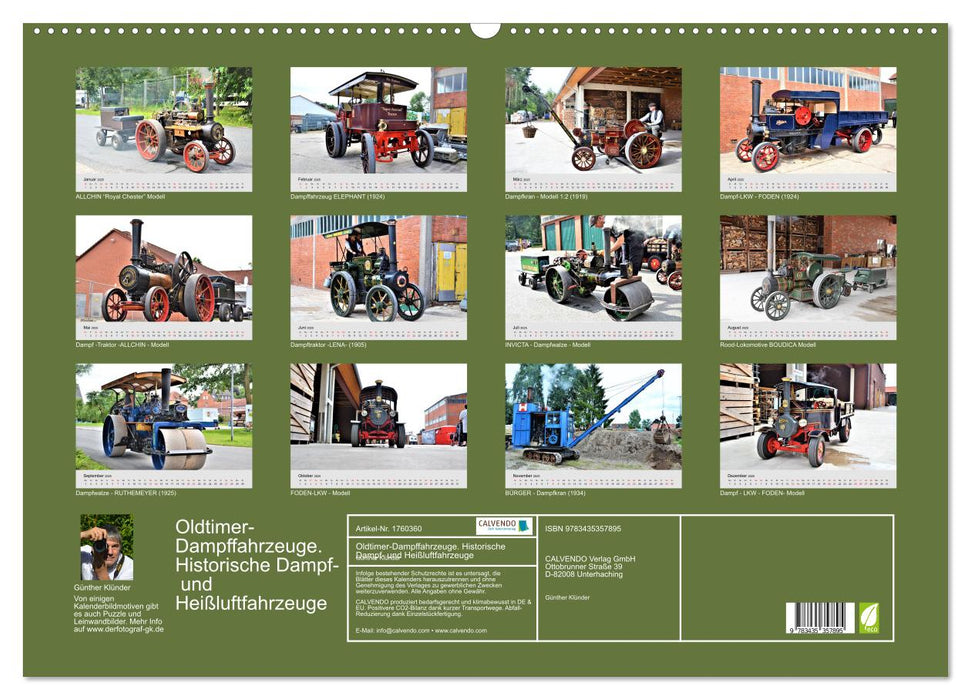 Oldtimer-Dampffahrzeuge. Historische Dampf- und Heißluftfahrzeuge (CALVENDO Wandkalender 2025)