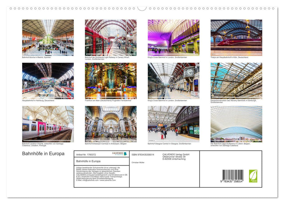 Bahnhöfe in Europa (CALVENDO Premium Wandkalender 2025)