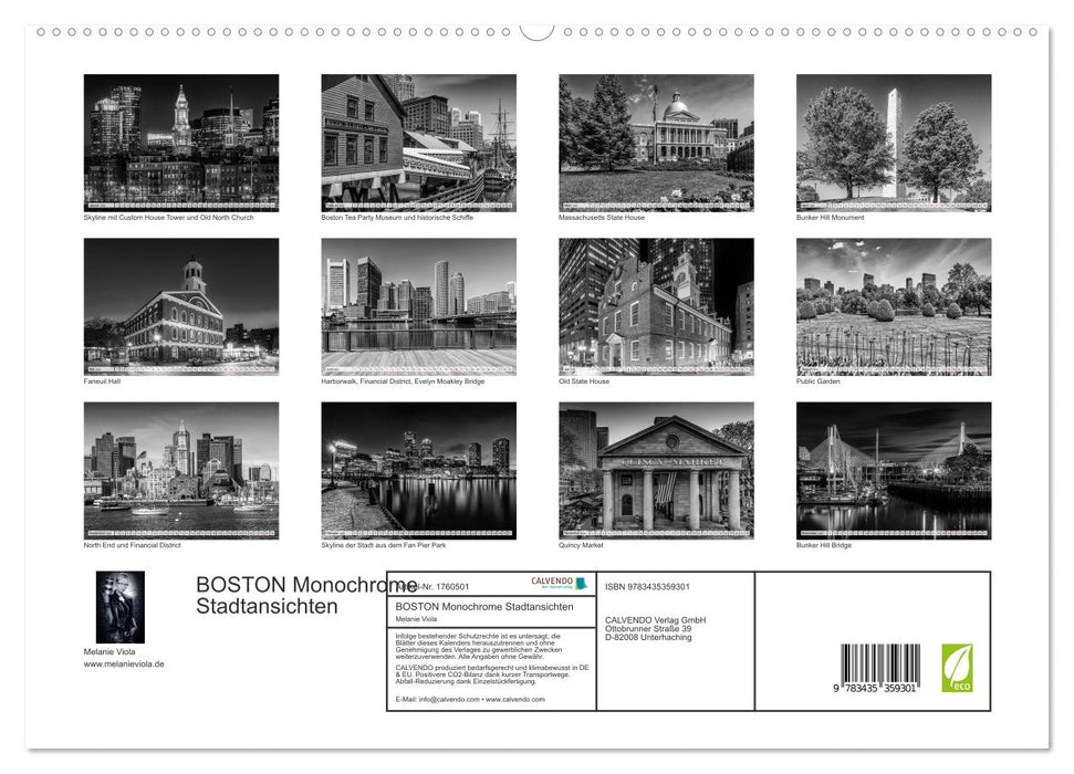 BOSTON Monochrome Stadtansichten (CALVENDO Premium Wandkalender 2025)