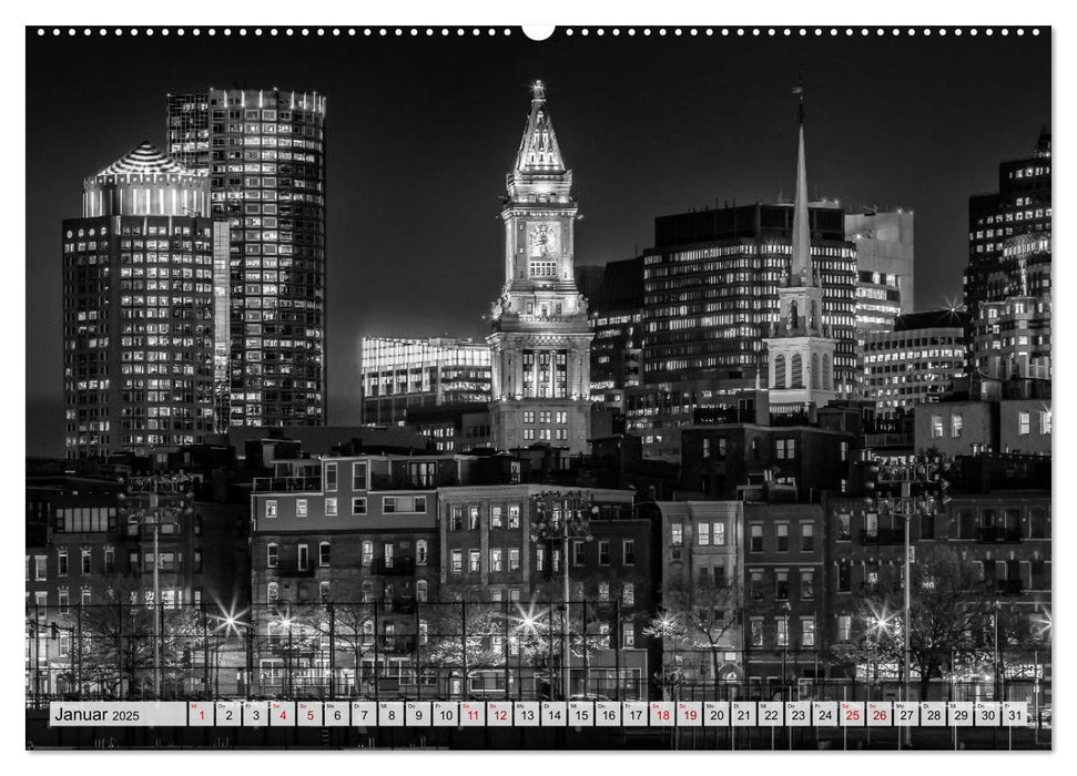 BOSTON Monochrome Stadtansichten (CALVENDO Premium Wandkalender 2025)