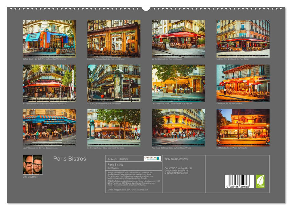 Paris Bistros (CALVENDO Premium Wandkalender 2025)