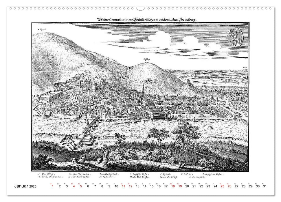 Heidelberg – Kupferstiche von Matthäus Merian d. Ä. (1593-1650) (CALVENDO Premium Wandkalender 2025)