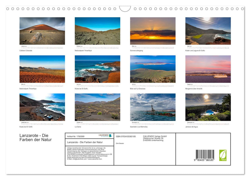 Lanzarote - Die Farben der Natur (CALVENDO Wandkalender 2025)