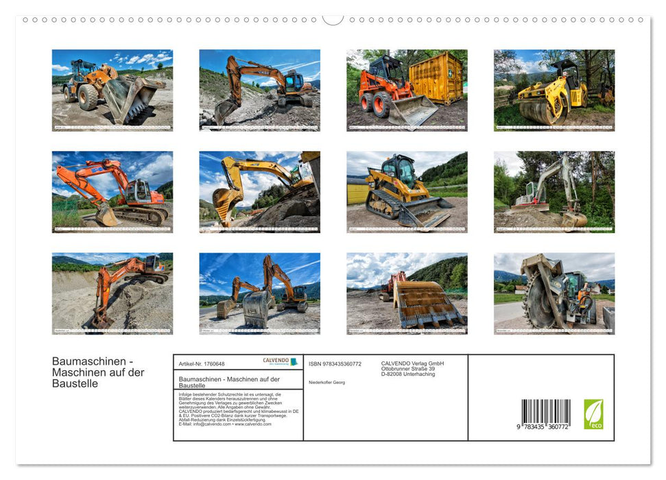 Baumaschinen - Maschinen auf der Baustelle (CALVENDO Premium Wandkalender 2025)