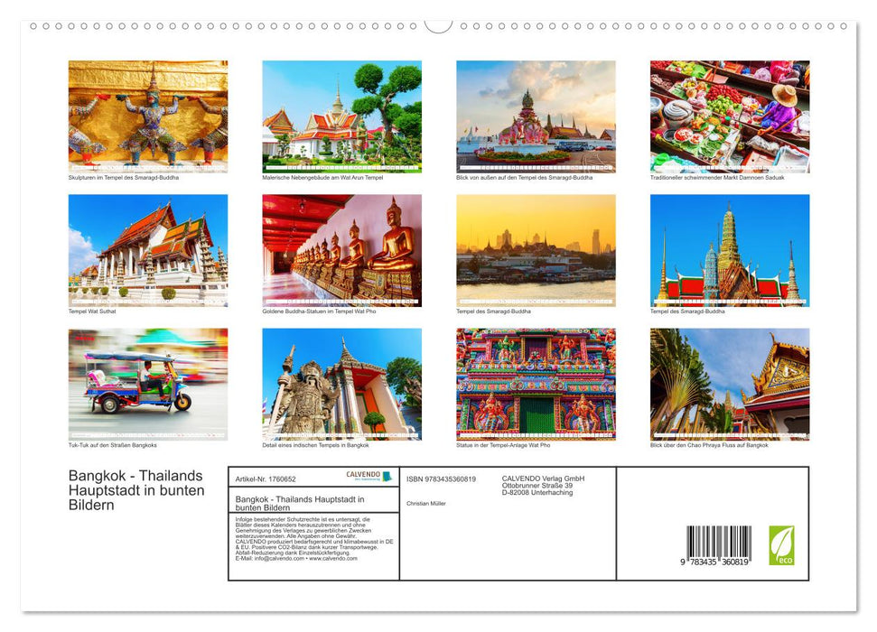 Bangkok - Thailands Hauptstadt in bunten Bildern (CALVENDO Premium Wandkalender 2025)