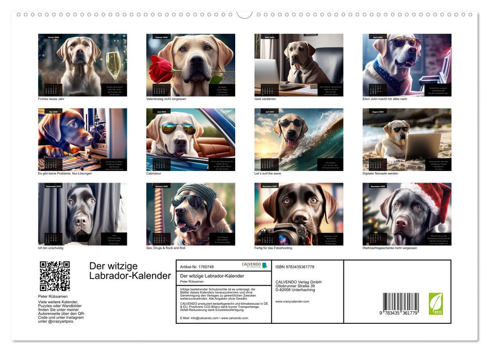 Der witzige Labrador-Kalender (CALVENDO Premium Wandkalender 2025)