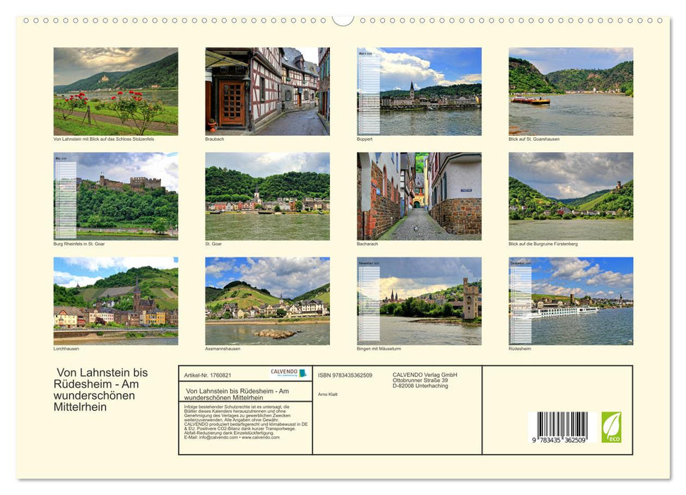 Von Lahnstein bis Rüdesheim - Am wunderschönen Mittelrhein (CALVENDO Premium Wandkalender 2025)