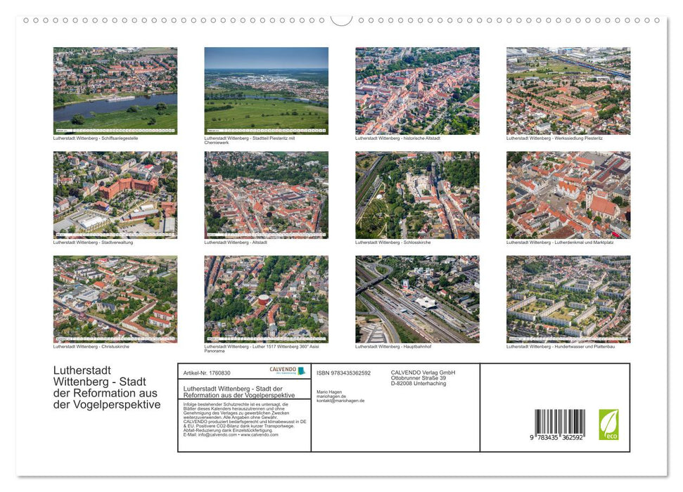 Lutherstadt Wittenberg - Stadt der Reformation aus der Vogelperspektive (CALVENDO Premium Wandkalender 2025)