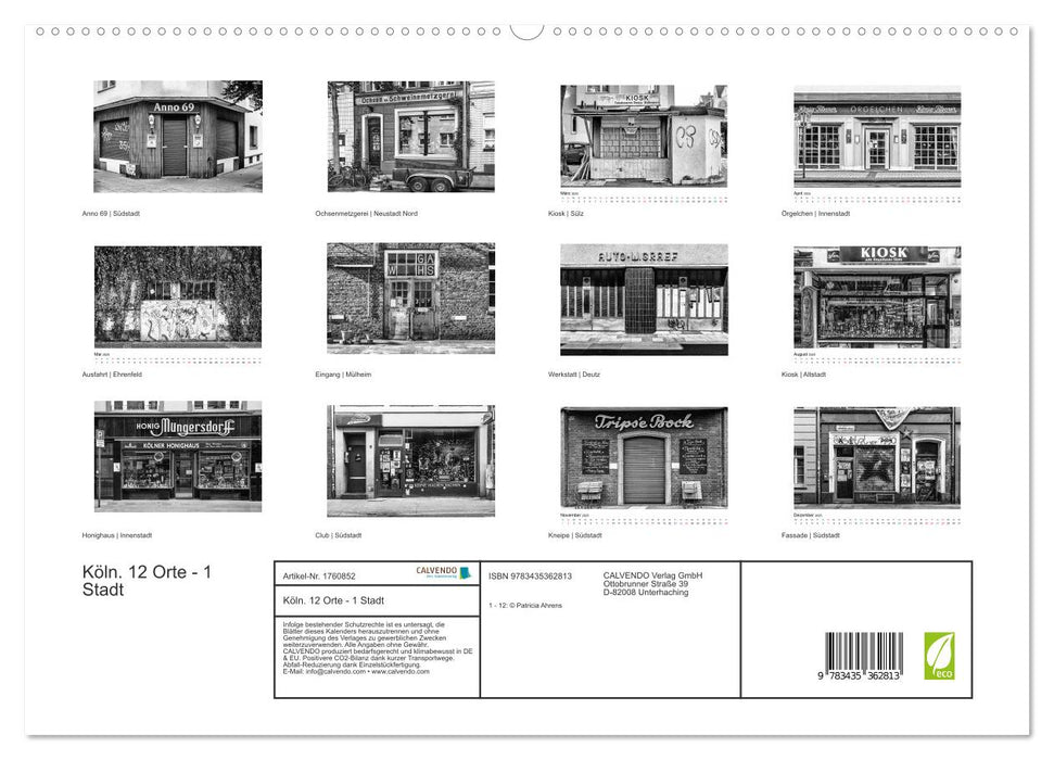 Köln. 12 Orte - 1 Stadt (CALVENDO Premium Wandkalender 2025)