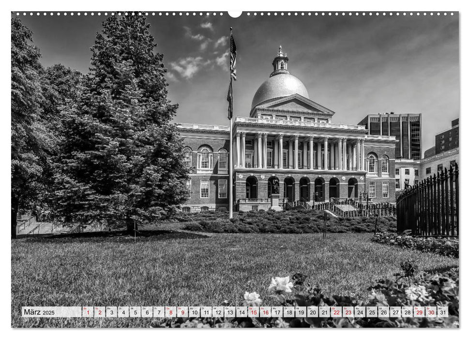 BOSTON Monochrome Stadtansichten (CALVENDO Wandkalender 2025)