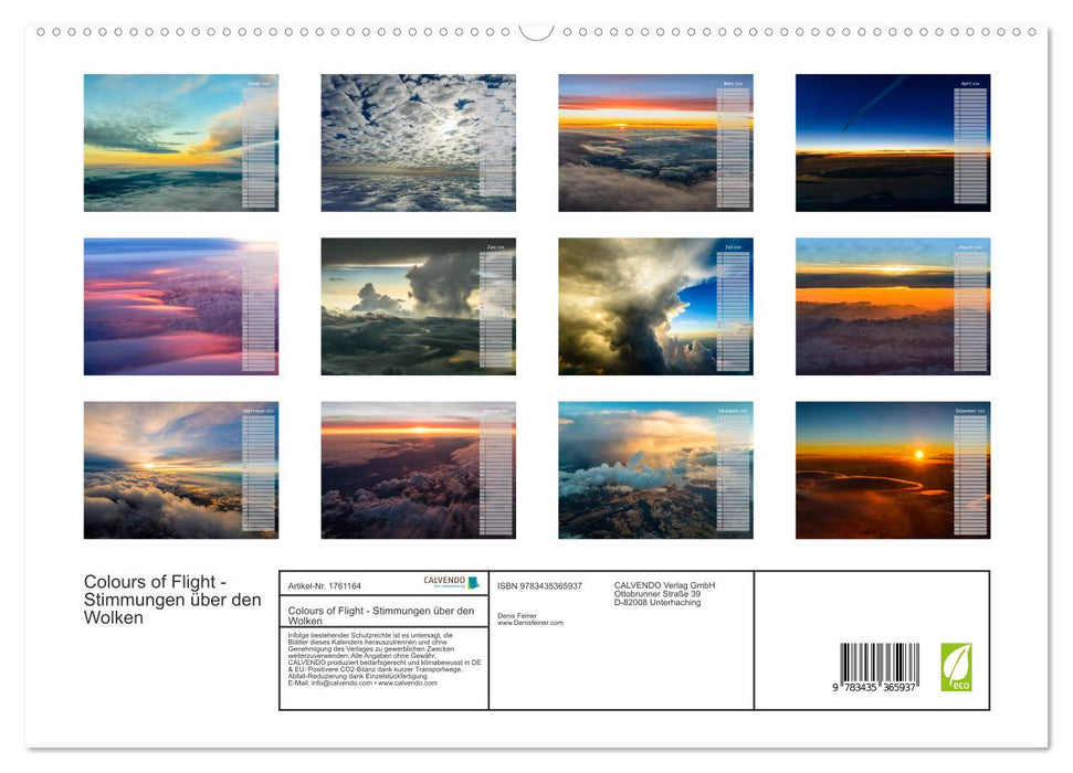 Colours of Flight - Stimmungen über den Wolken (CALVENDO Premium Wandkalender 2025)