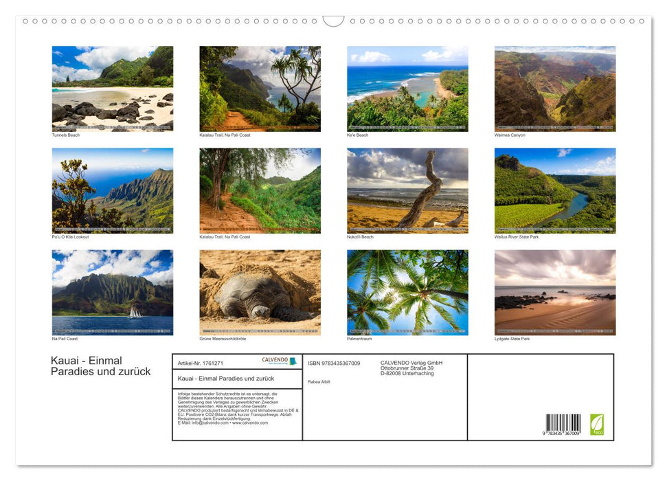 Kauai - Einmal Paradies und zurück (CALVENDO Wandkalender 2025)