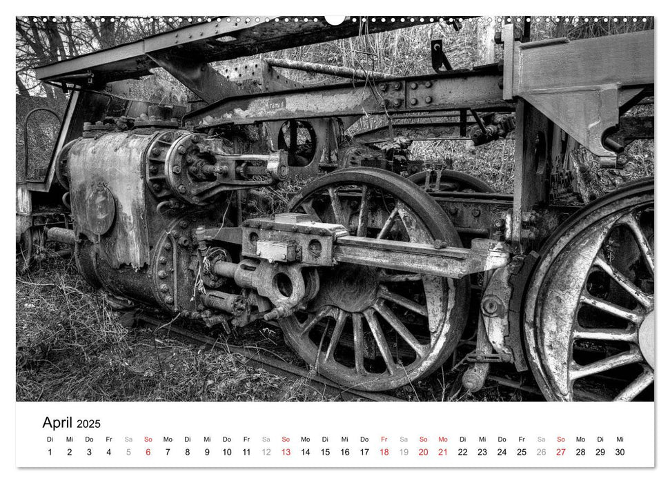 Unter Dampf - Eisenbahnromantik in schwarz-weiß (CALVENDO Premium Wandkalender 2025)