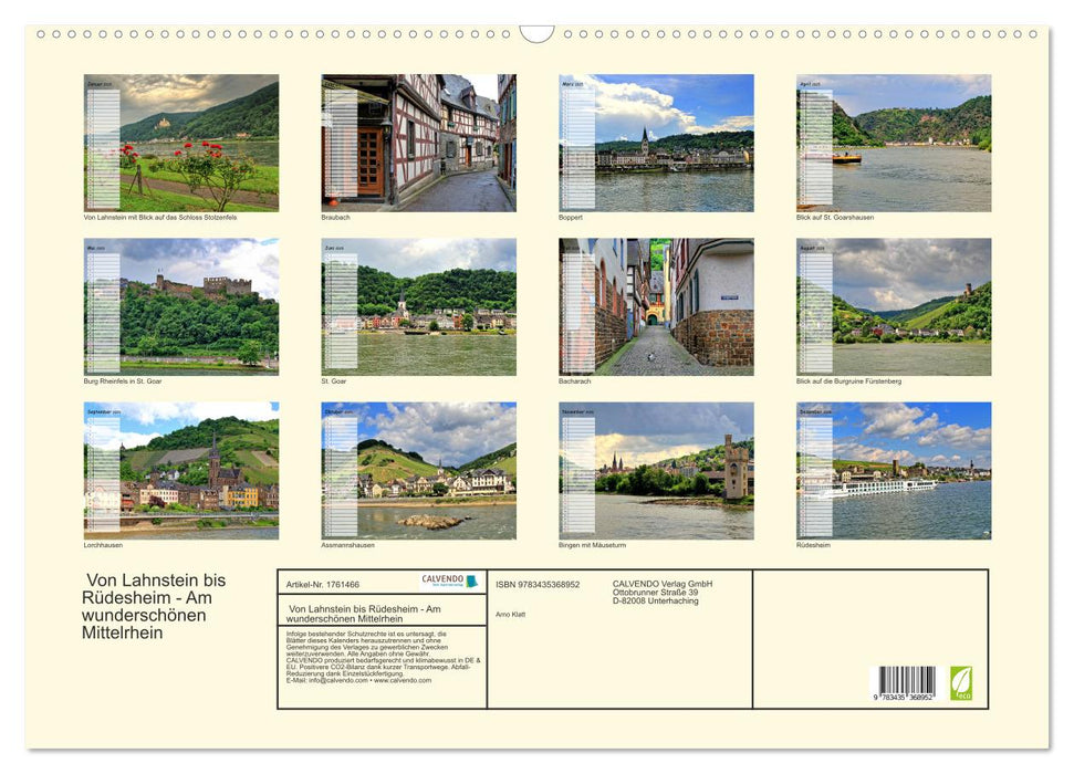 Von Lahnstein bis Rüdesheim - Am wunderschönen Mittelrhein (CALVENDO Wandkalender 2025)