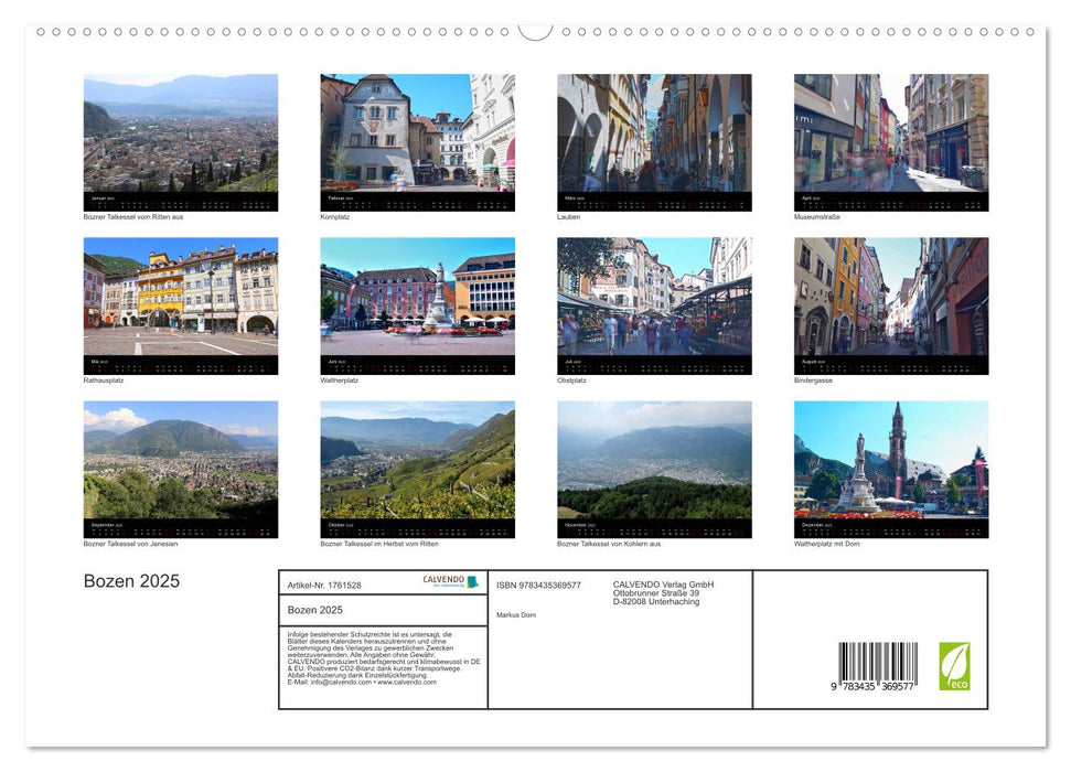 Bozen 2025 (CALVENDO Premium Wandkalender 2025)