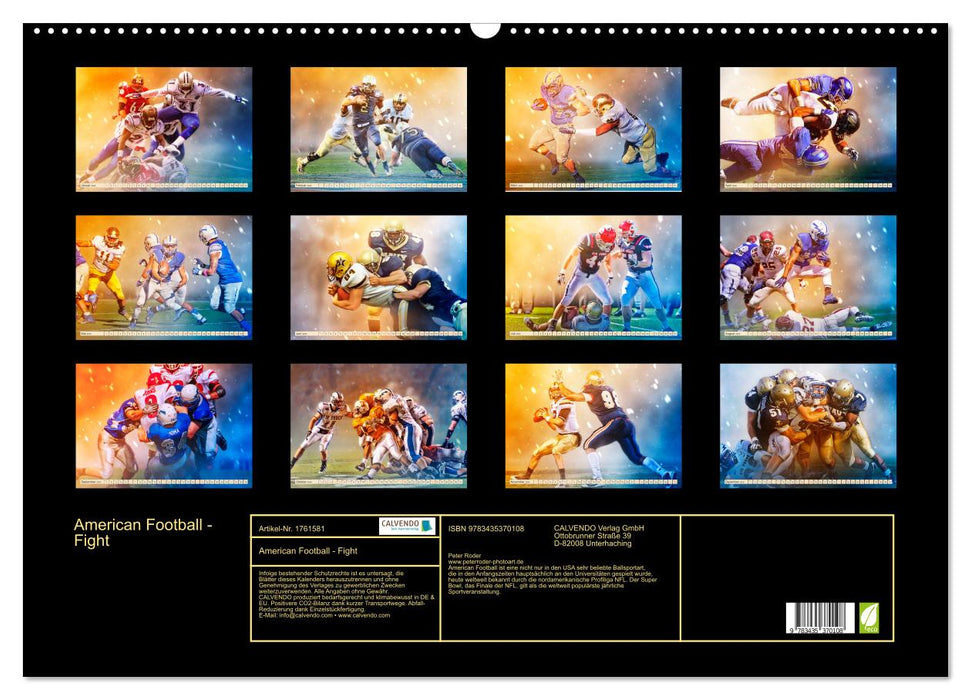 American Football - Fight (CALVENDO Wandkalender 2025)