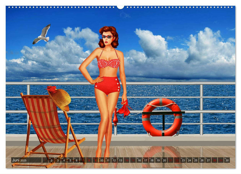 Pin-Up Girls im Retro Style by Mausopardia (CALVENDO Premium Wandkalender 2025)