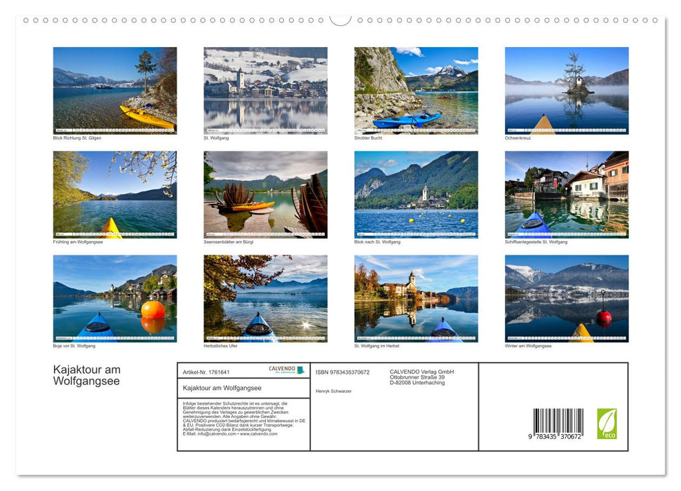 Kajaktour am Wolfgangsee (CALVENDO Premium Wandkalender 2025)