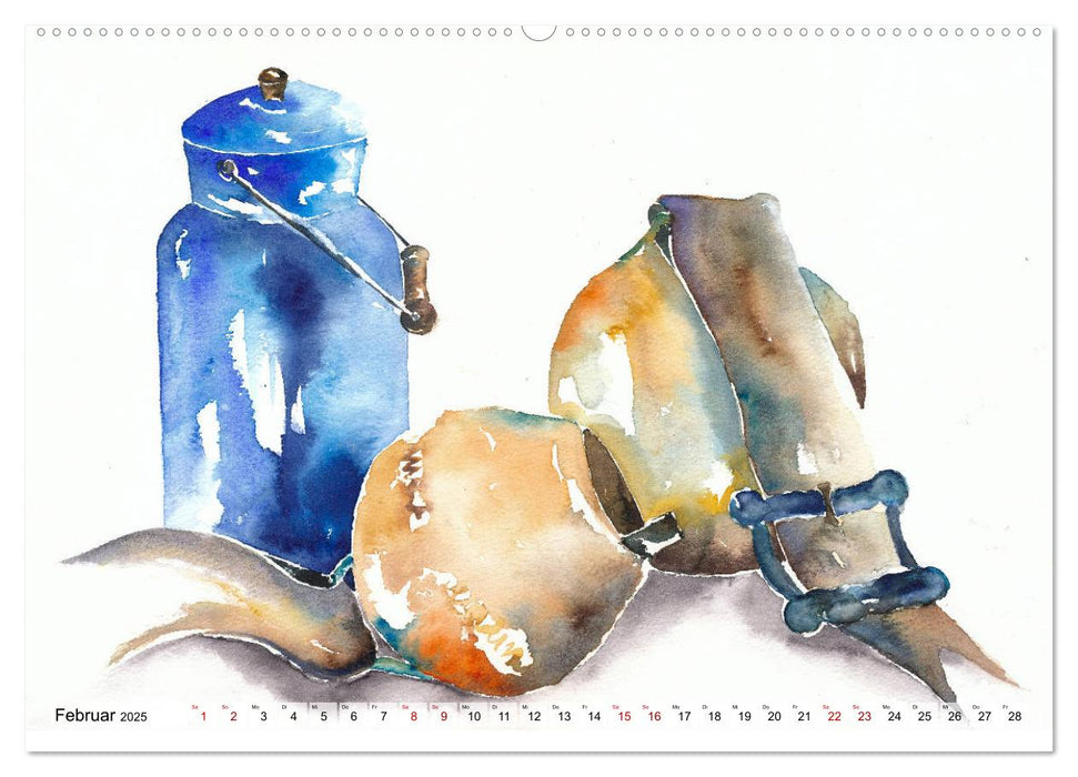 Landleben Aquarelle (CALVENDO Premium Wandkalender 2025)