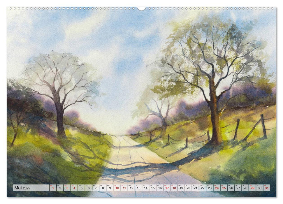 Landleben Aquarelle (CALVENDO Premium Wandkalender 2025)