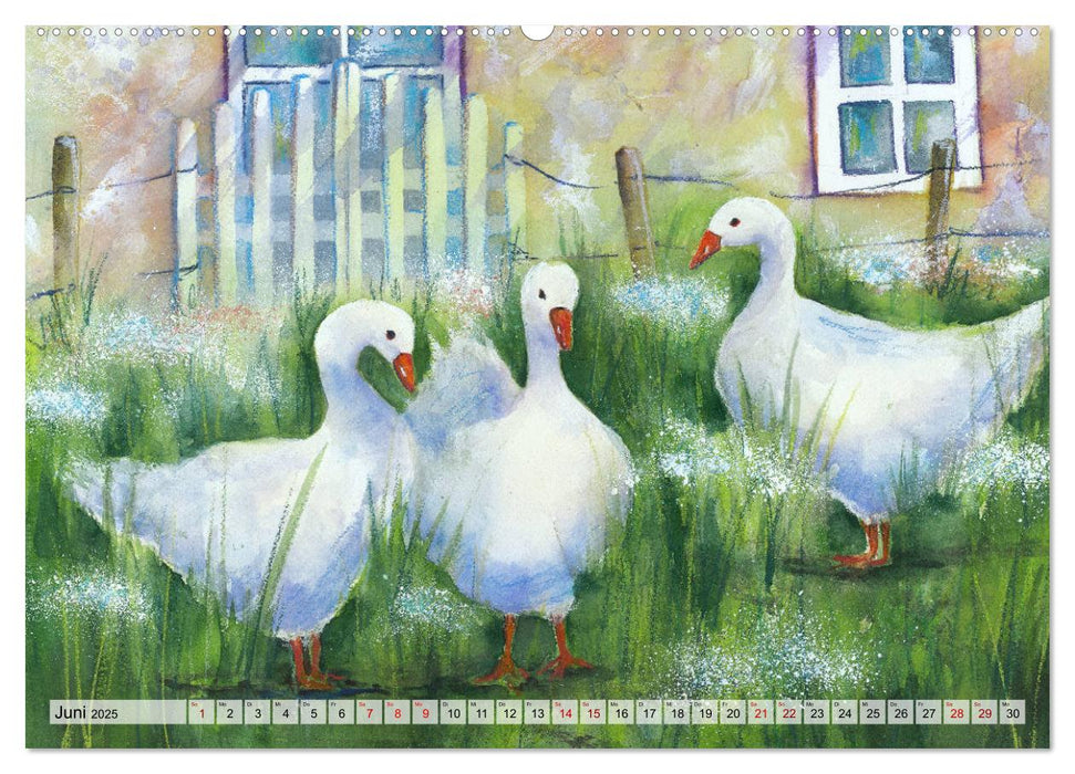 Landleben Aquarelle (CALVENDO Premium Wandkalender 2025)