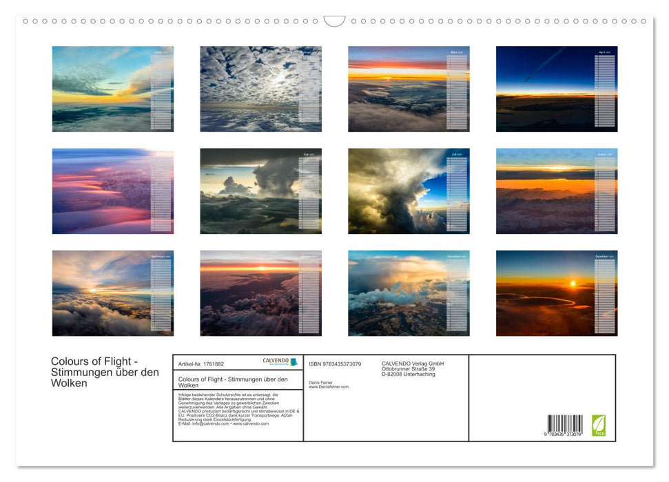 Colours of Flight - Stimmungen über den Wolken (CALVENDO Wandkalender 2025)