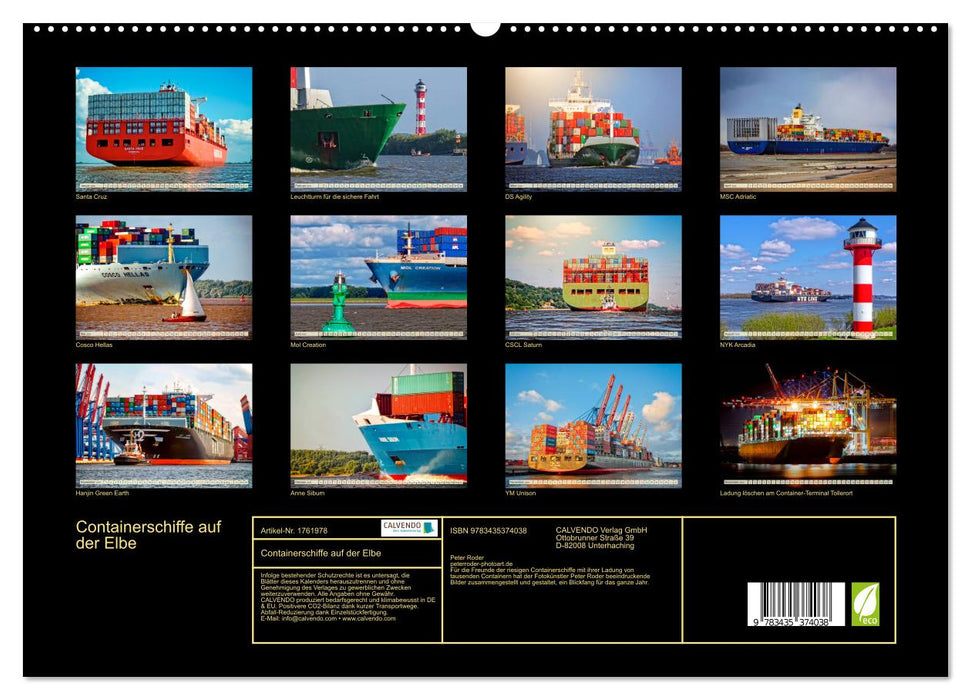 Containerschiffe auf der Elbe (CALVENDO Premium Wandkalender 2025)