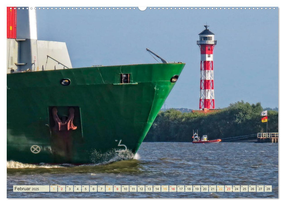 Containerschiffe auf der Elbe (CALVENDO Premium Wandkalender 2025)