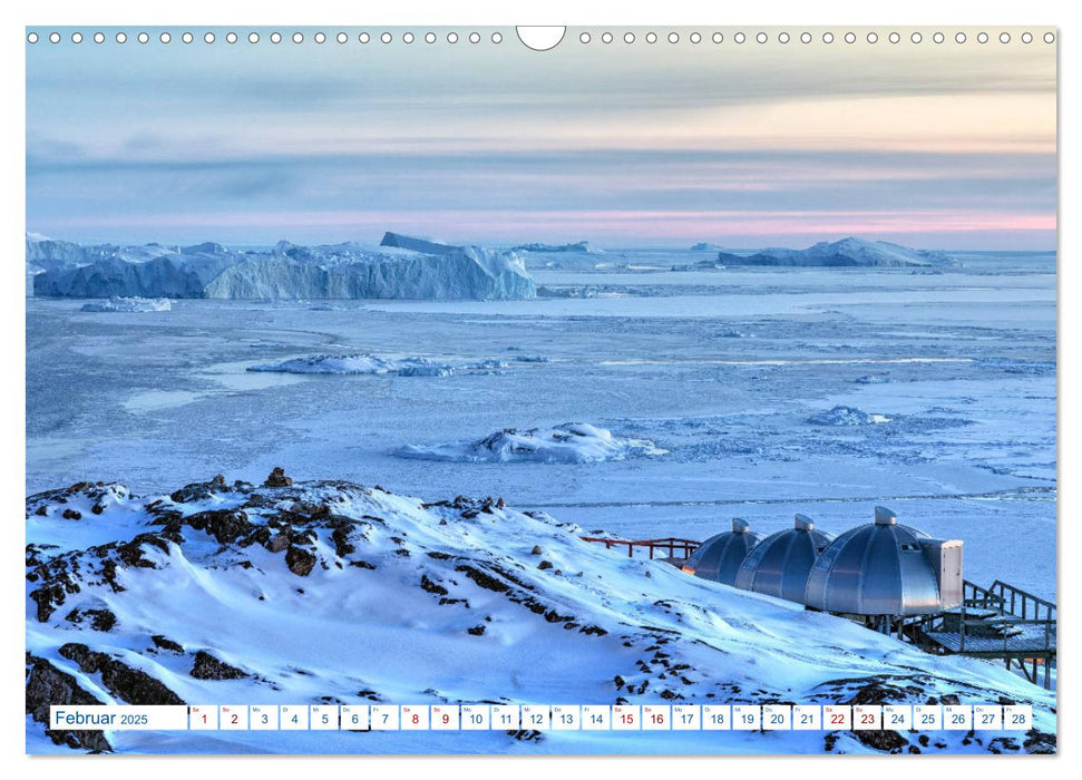 Grönland, ein Leben mit Eisbergen und Polarlichtern (CALVENDO Wandkalender 2025)