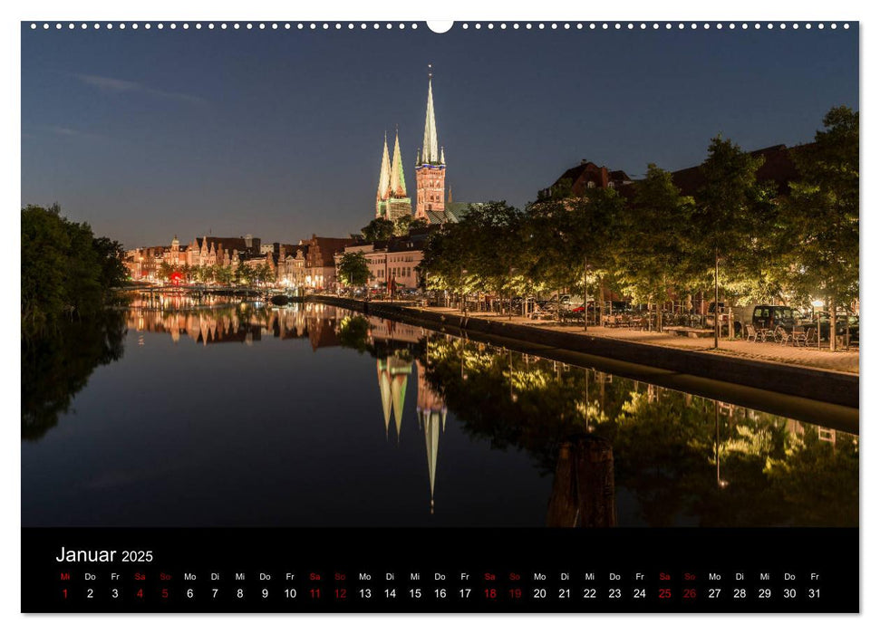 Eine Nacht in Lübeck (CALVENDO Premium Wandkalender 2025)