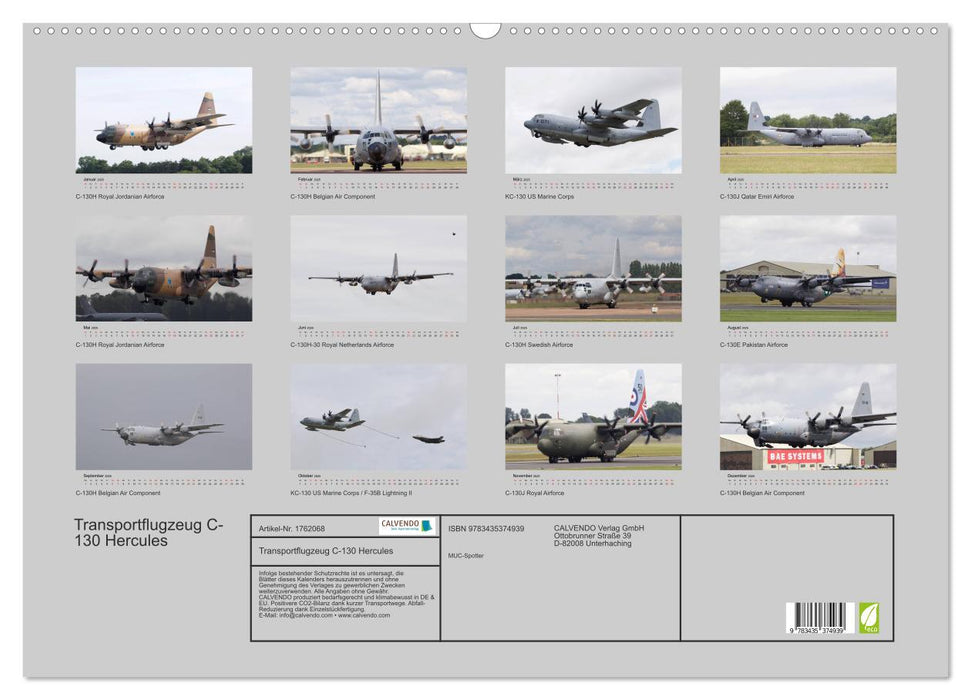 Transportflugzeug C-130 Hercules (CALVENDO Wandkalender 2025)