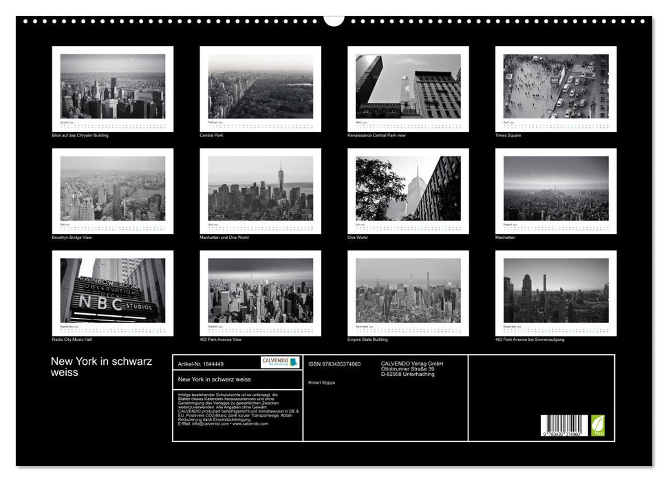 New York in schwarz weiss (CALVENDO Wandkalender 2025)