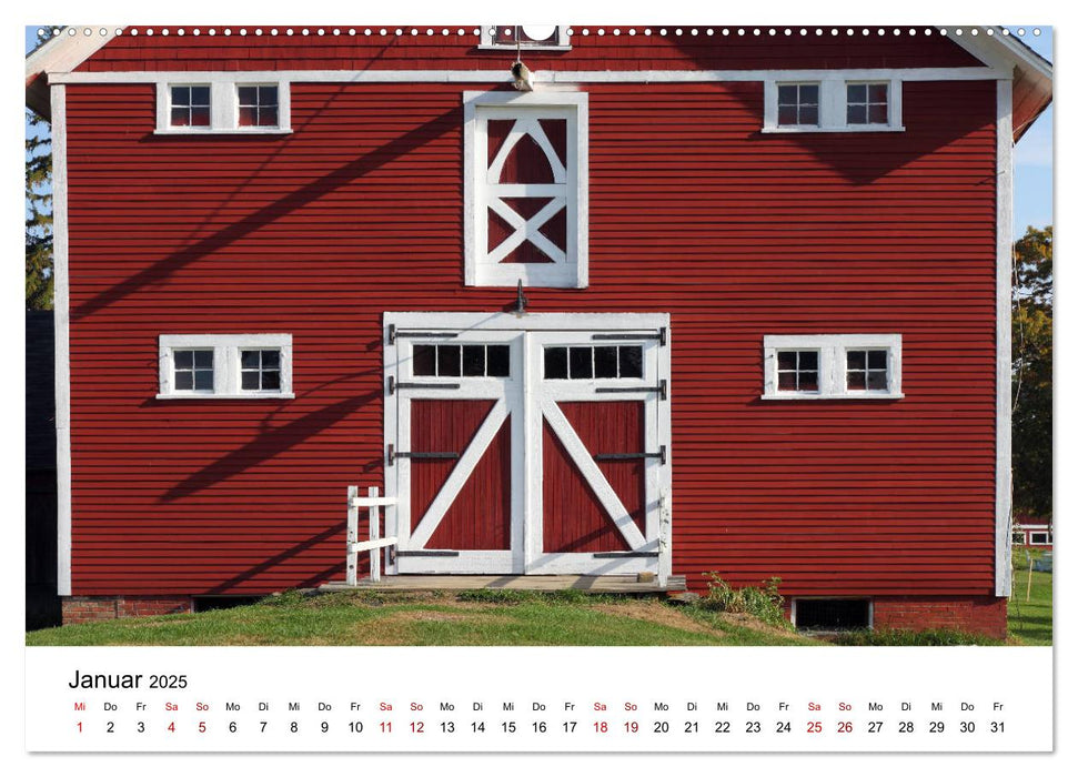 Red Barns - rote Scheunen (CALVENDO Premium Wandkalender 2025)