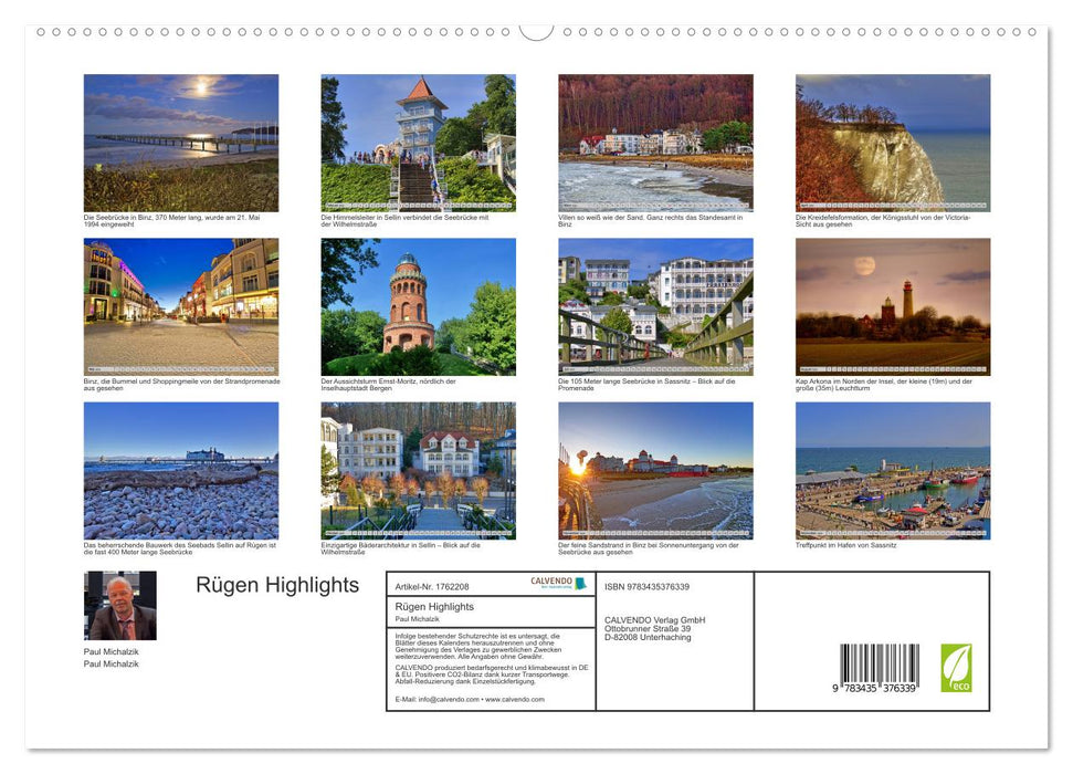 Rügen Highlights (CALVENDO Premium Wandkalender 2025)