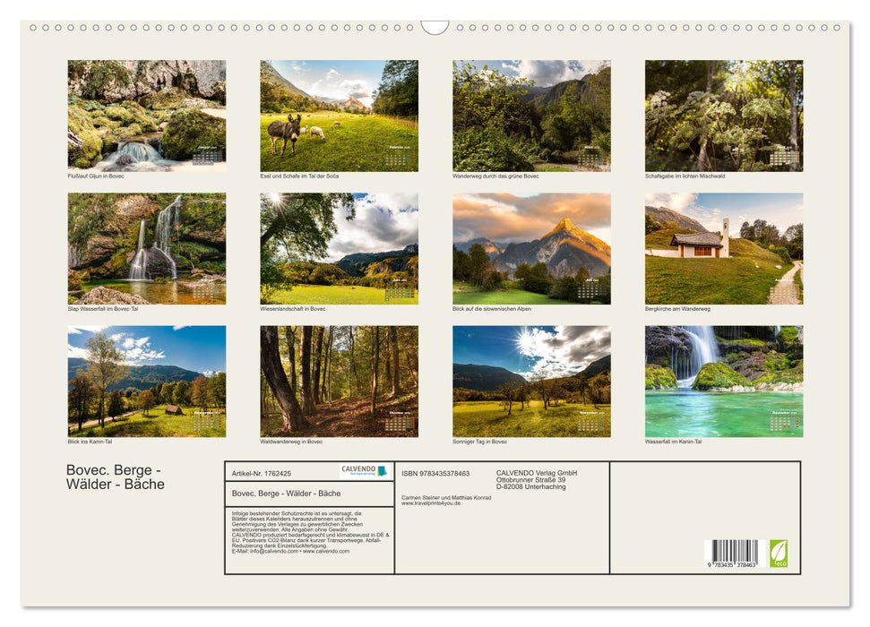 Bovec. Berge - Wälder - Bäche (CALVENDO Wandkalender 2025)