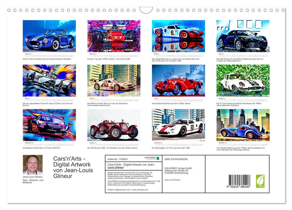 Cars'n'Arts - Digital Artwork von Jean-Louis Glineur (CALVENDO Wandkalender 2025)