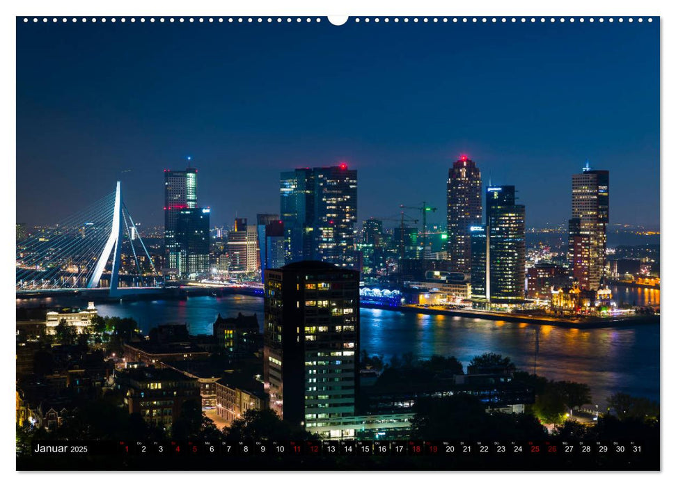 Rotterdam bei Nacht (CALVENDO Premium Wandkalender 2025)