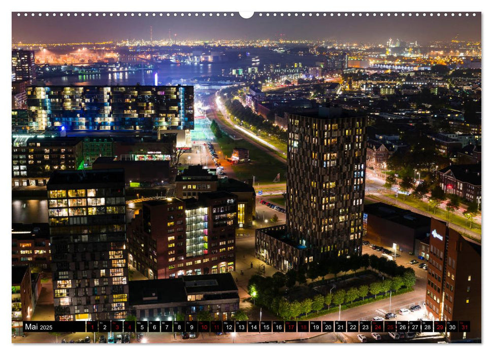 Rotterdam bei Nacht (CALVENDO Premium Wandkalender 2025)