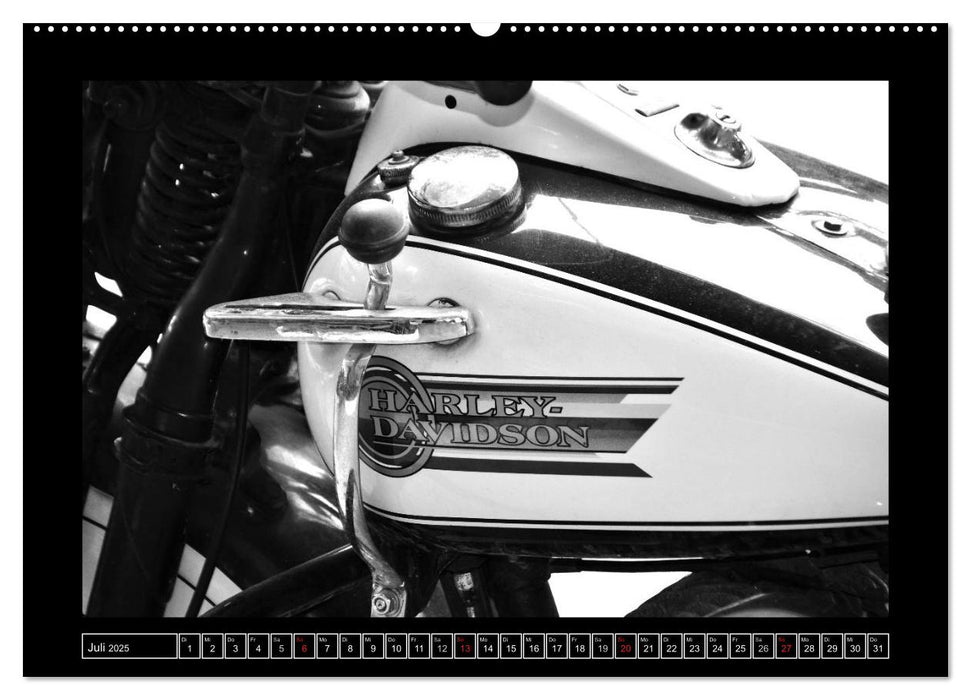 Harley Davidson WLA 750 in Schwarzweiss (CALVENDO Premium Wandkalender 2025)